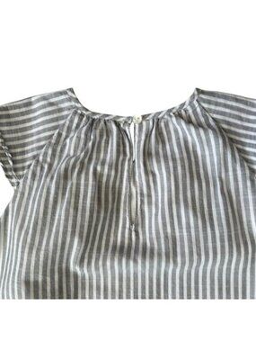 Victoria Beckham Target Dress Girls Med Lined Cap Sleeve Gray White Stripes